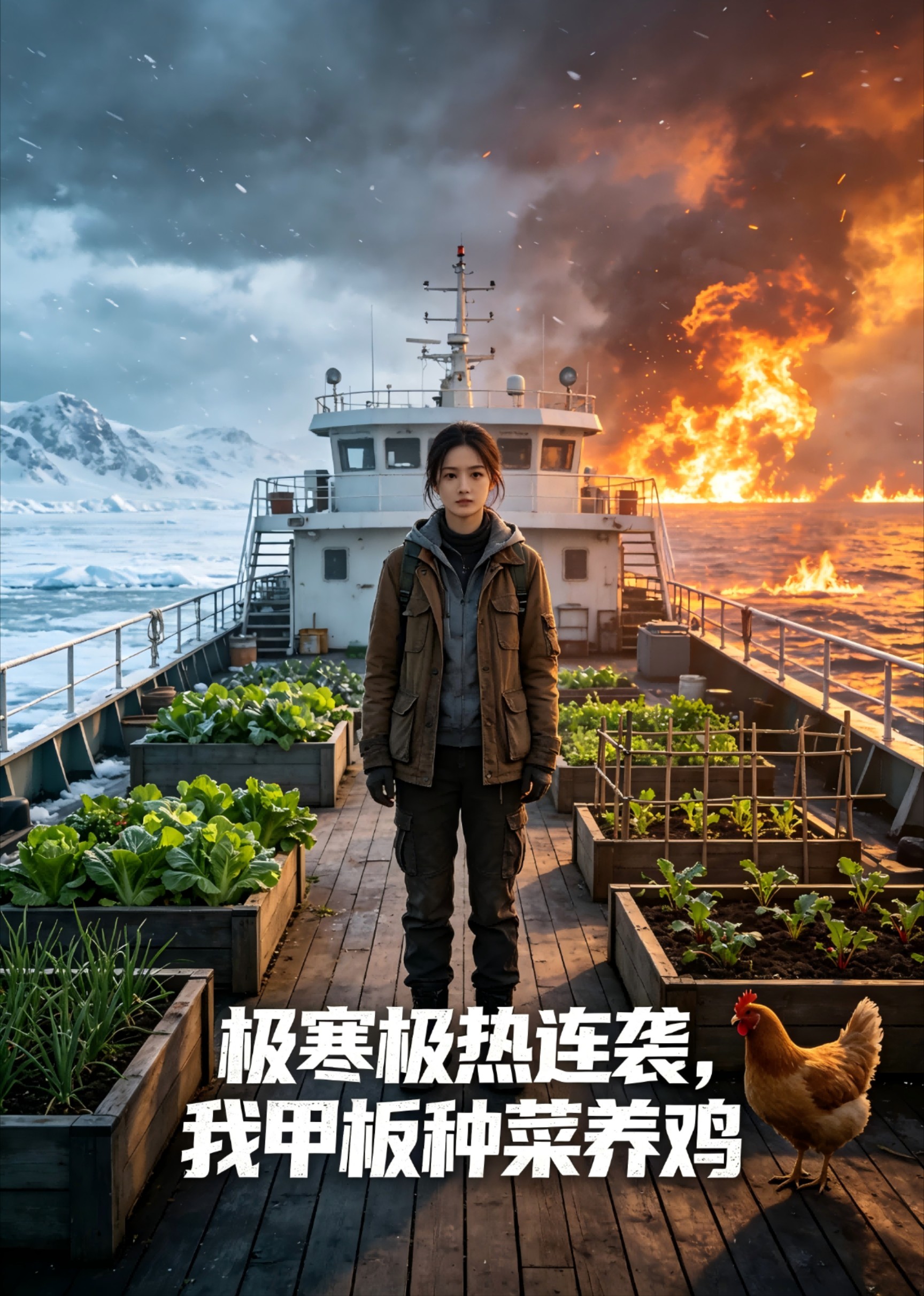 极寒极热连袭，我甲板种菜养鸡