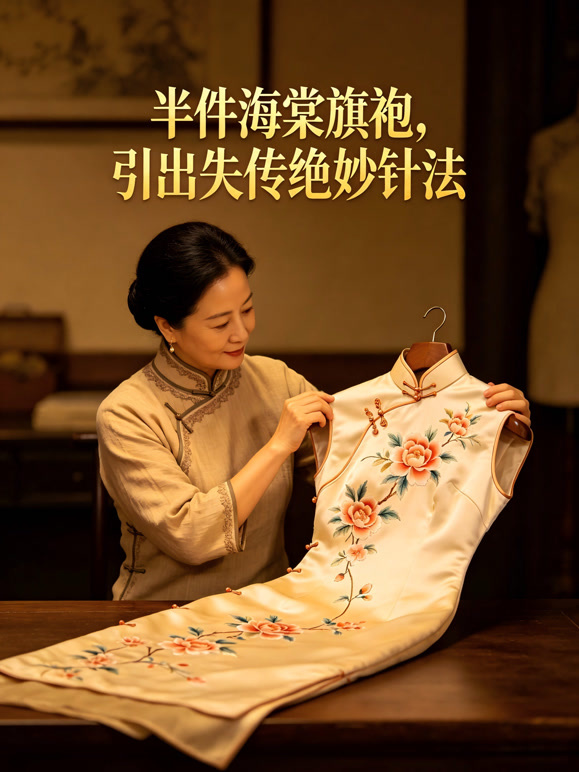 半件海棠旗袍，引出失传绝妙针法