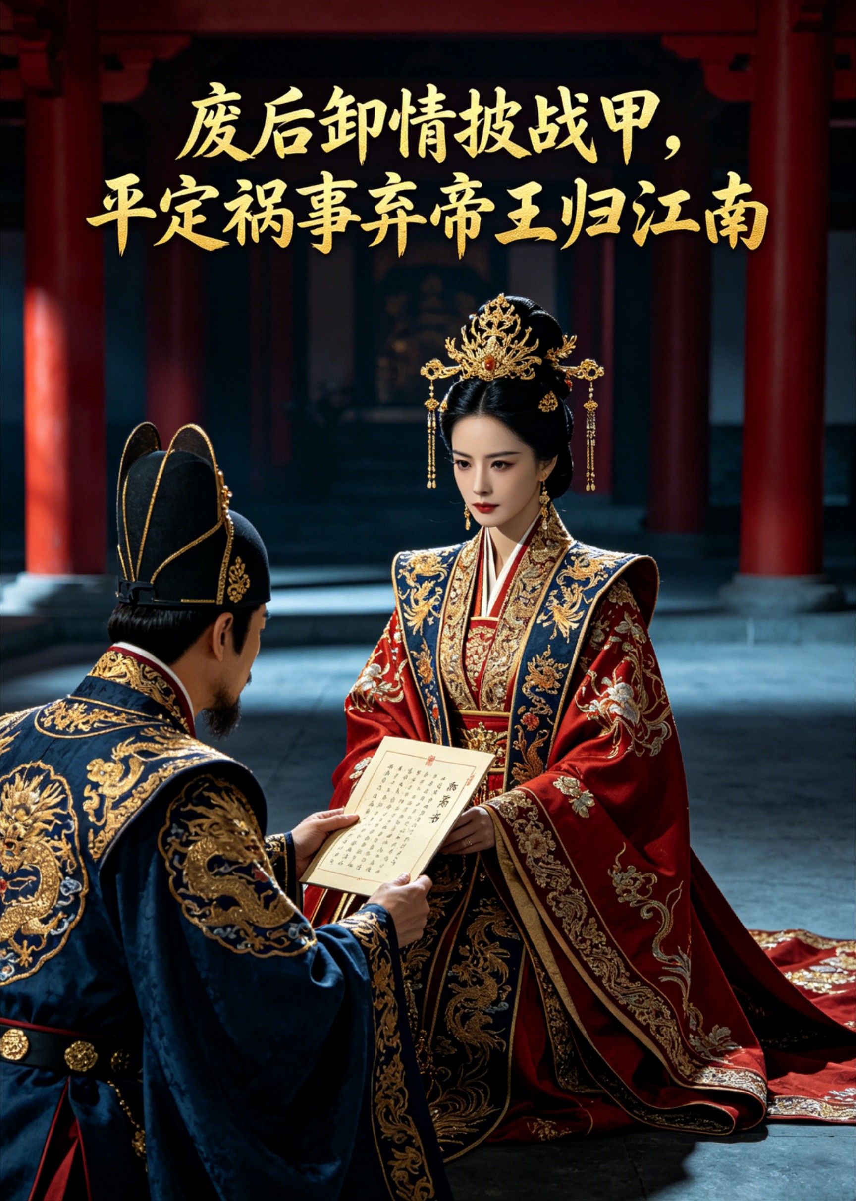 废后卸情披战甲，平定祸事弃帝王归江南